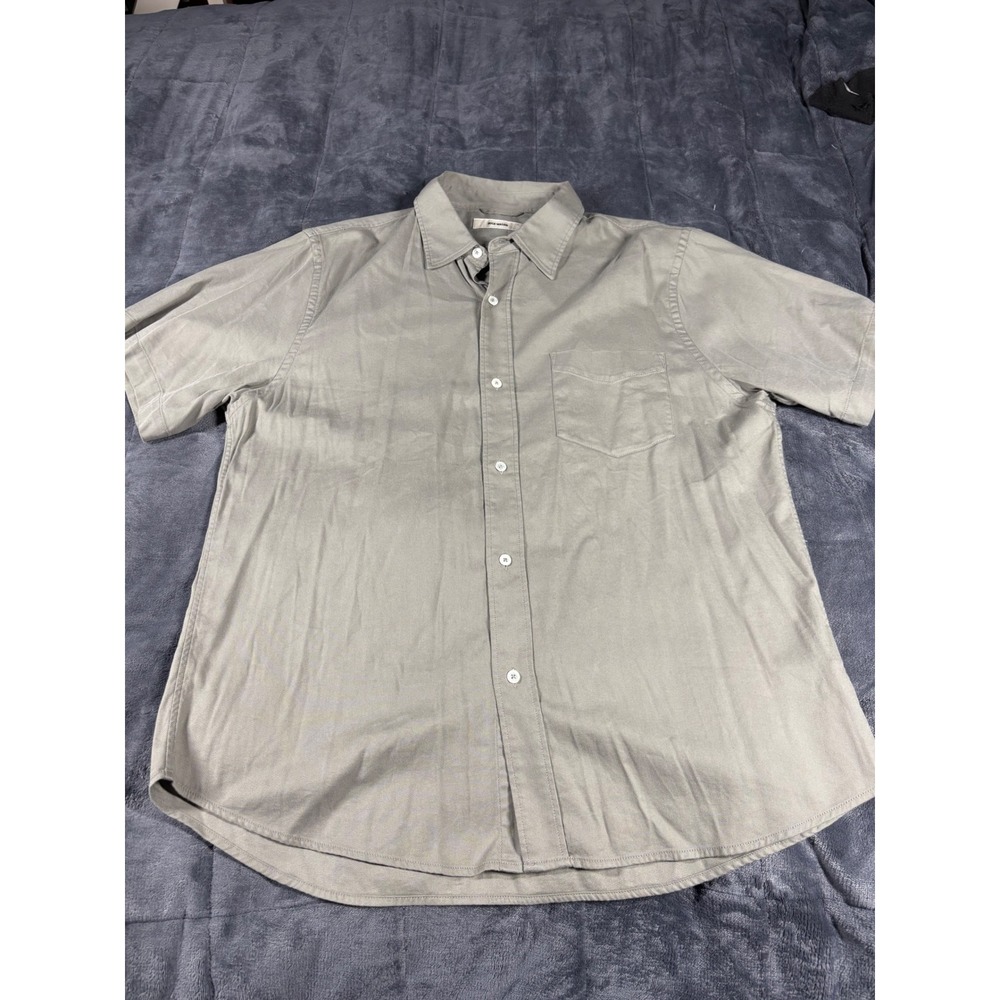 Buck Mason Mens XL Sage Green Short Sleeve Button Down Shirt Pocket Utility